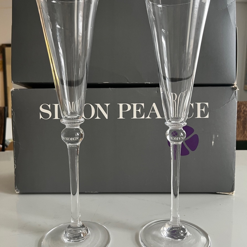 Simon Pearce Clear Champagne Flutes - Picture 4 of 6